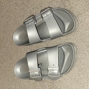 Metallic silver Birkenstock